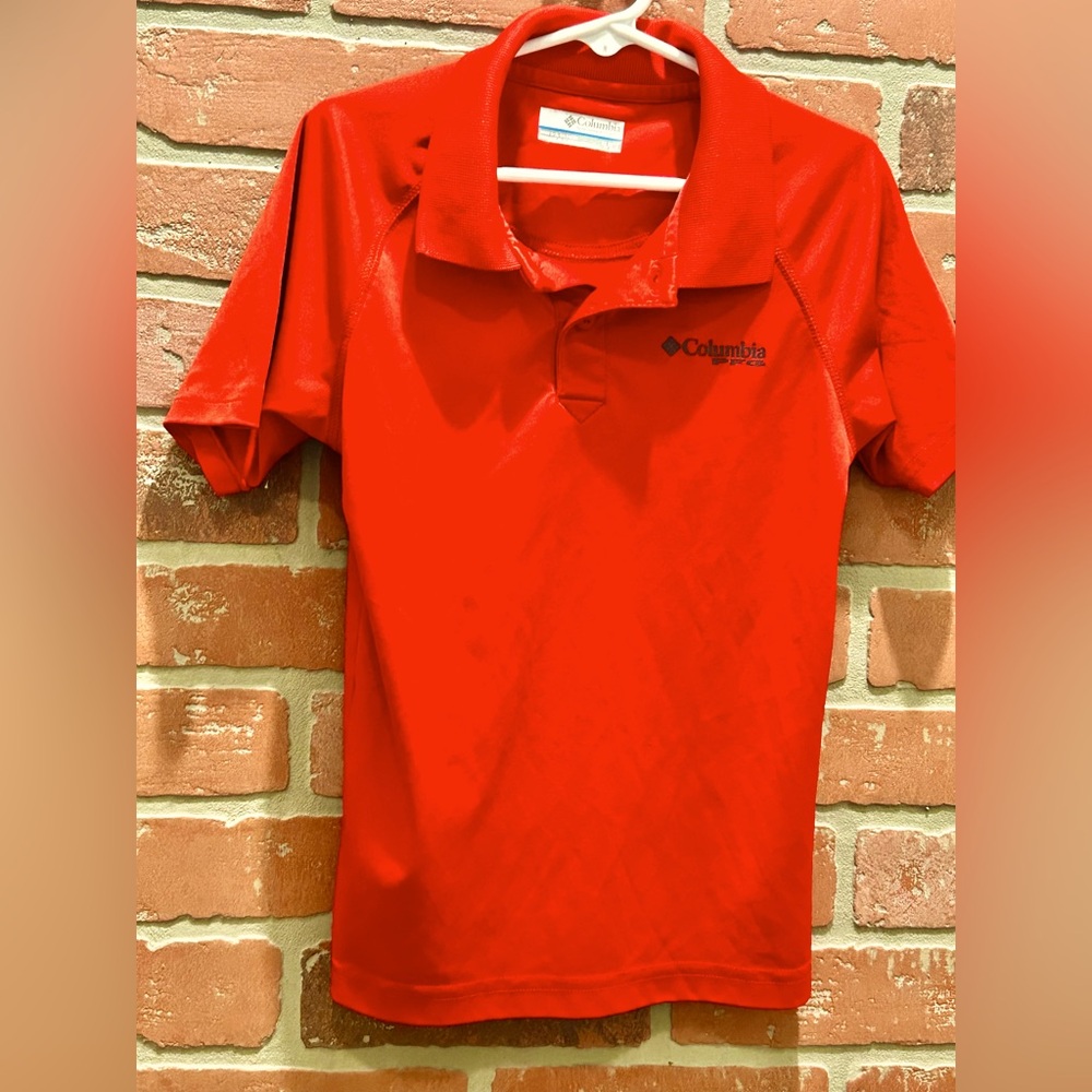 Columbia little boys performance PFG polo style shirt red size 6/7